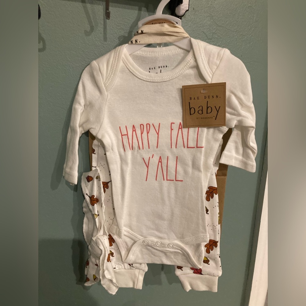 Rae Dunn Happy Fall Ya'll Newborn Matching Outfit 0-3 Months